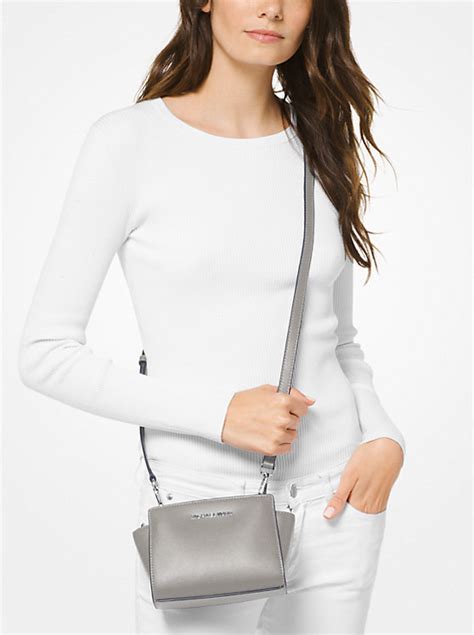 michael kors selma mini silber|Selma Mini Crossgrain Leather Crossbody Bag .